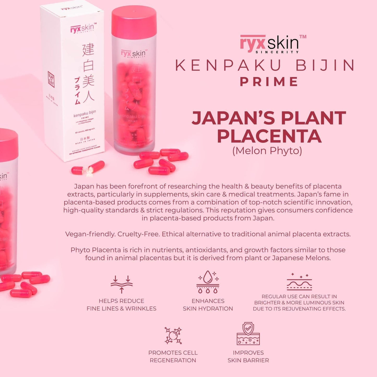 RyxSkin Kenpaku Bijin Prime (Glutathione,Collagen & Vitamin C) 62 Capsules