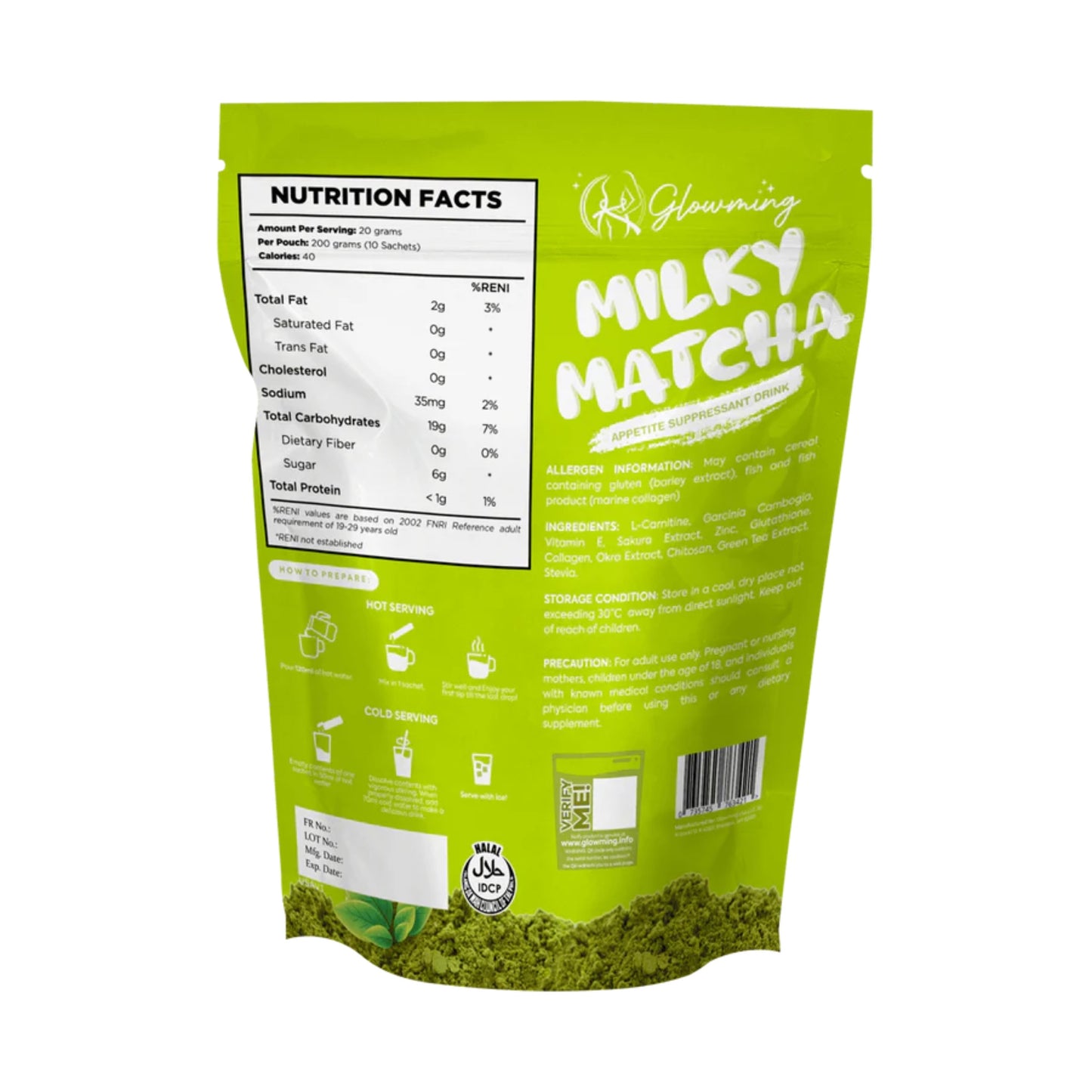 Glowming Milky Matcha Drink by Cris Cosmetics 10s