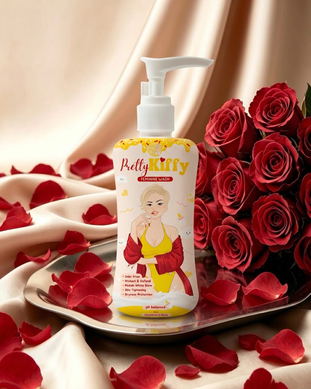 Pretty Kiffy Feminine Wash Pinkish Glow by Pretty Jin - pH Balanced & Gentle-Cleansing 100ml