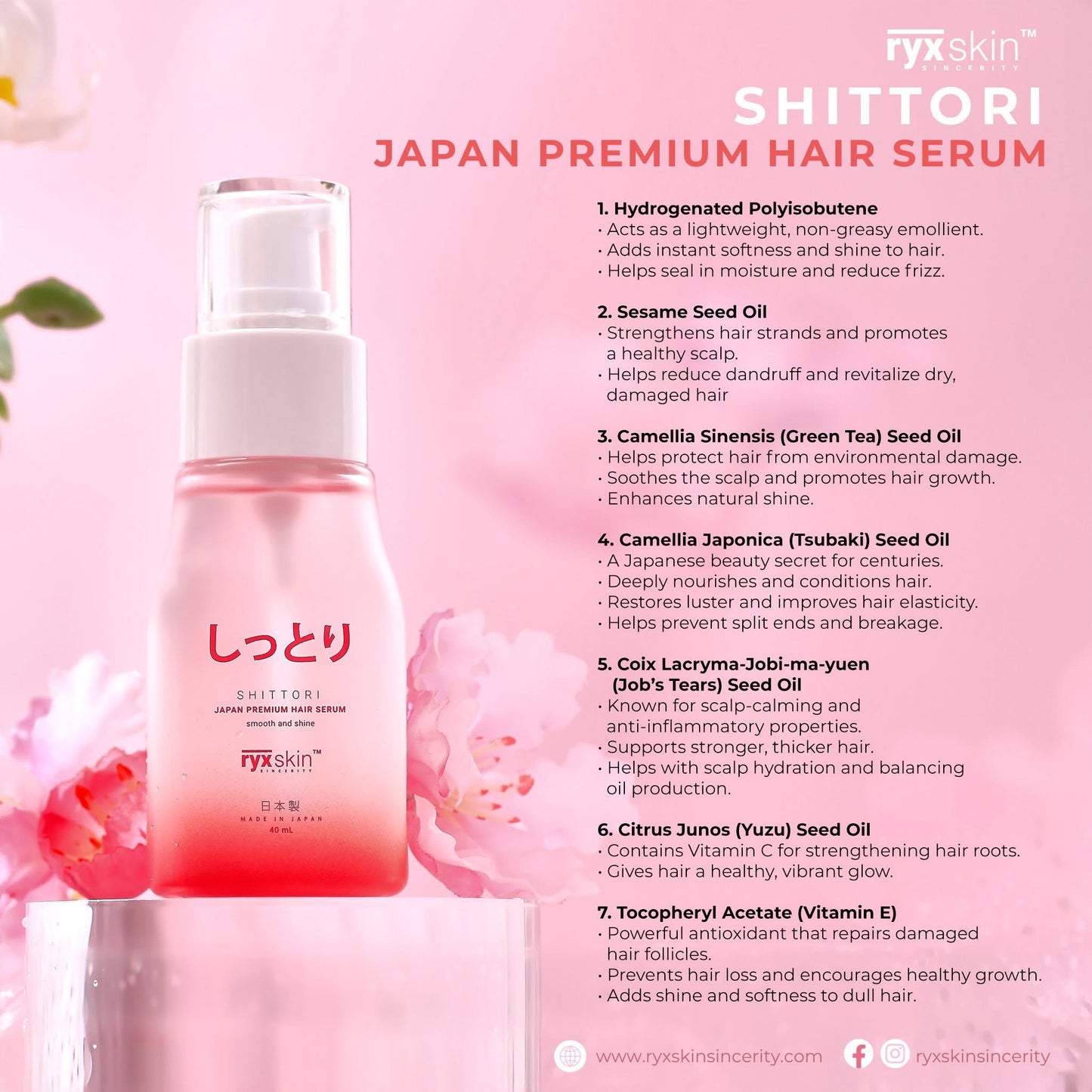 RYX Skin Shittori Japan Premium Hair Serum