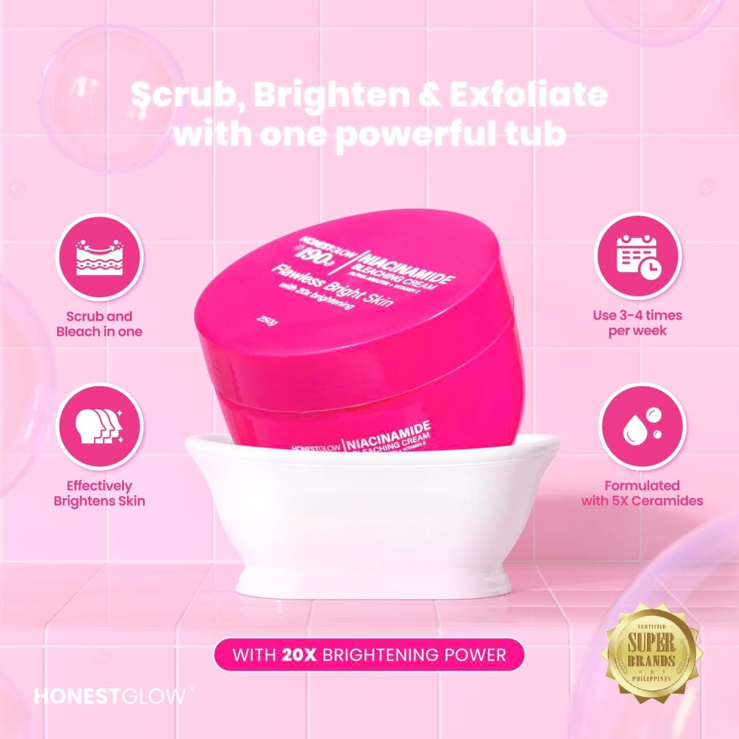 Glow 190 Niacinamide Bleaching Cream 250g