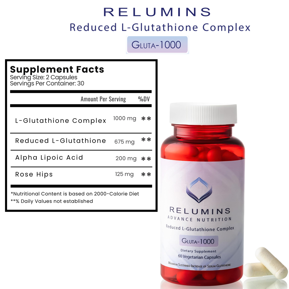Relumins Gluta-1000 Reduce L-Glutathione Complex 30capsules