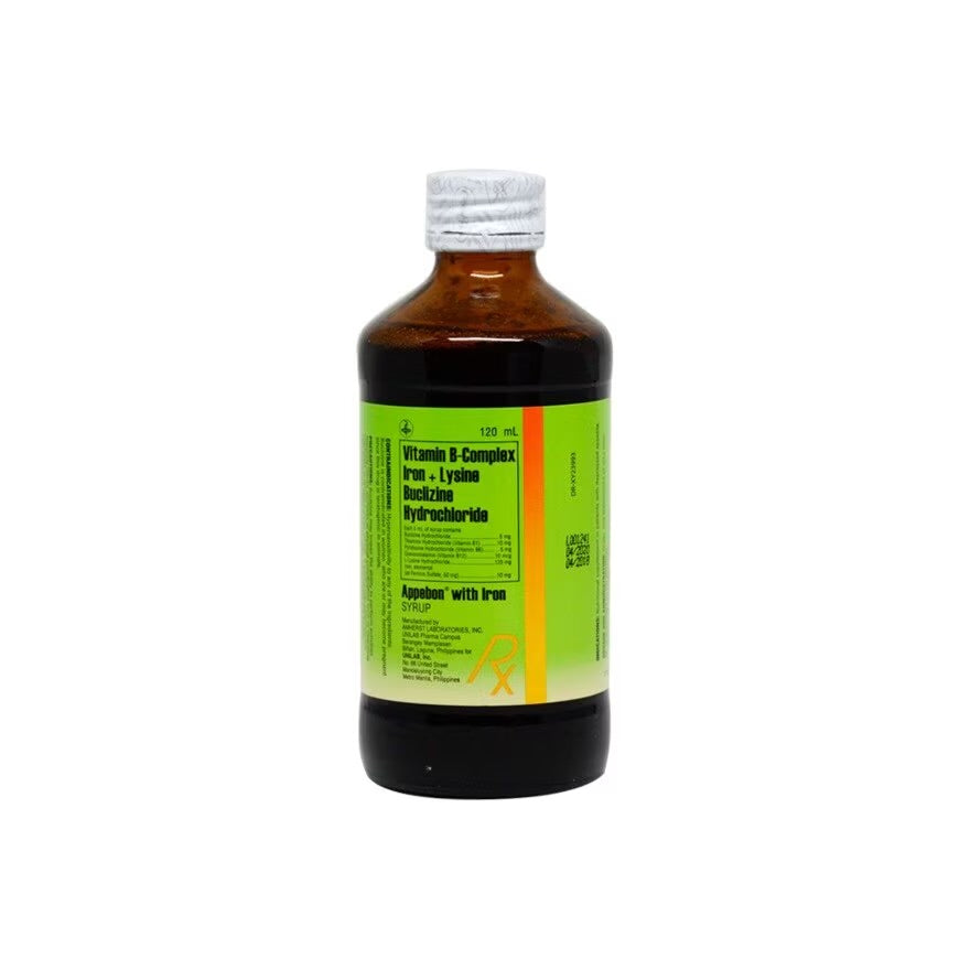 APPEBON Vitamin B Complex Iron + Lysine + Buclizine HCl Syrup 120ml