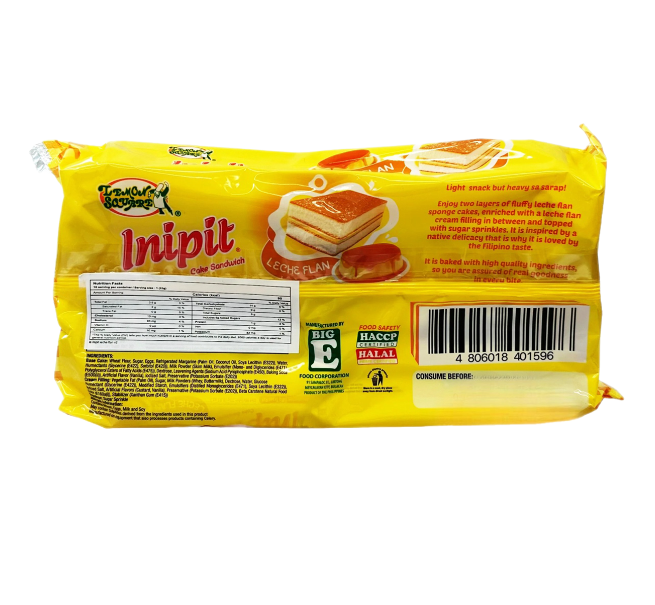 Lemon Square Inipit Cake Sandwich Leche Flan Flavor