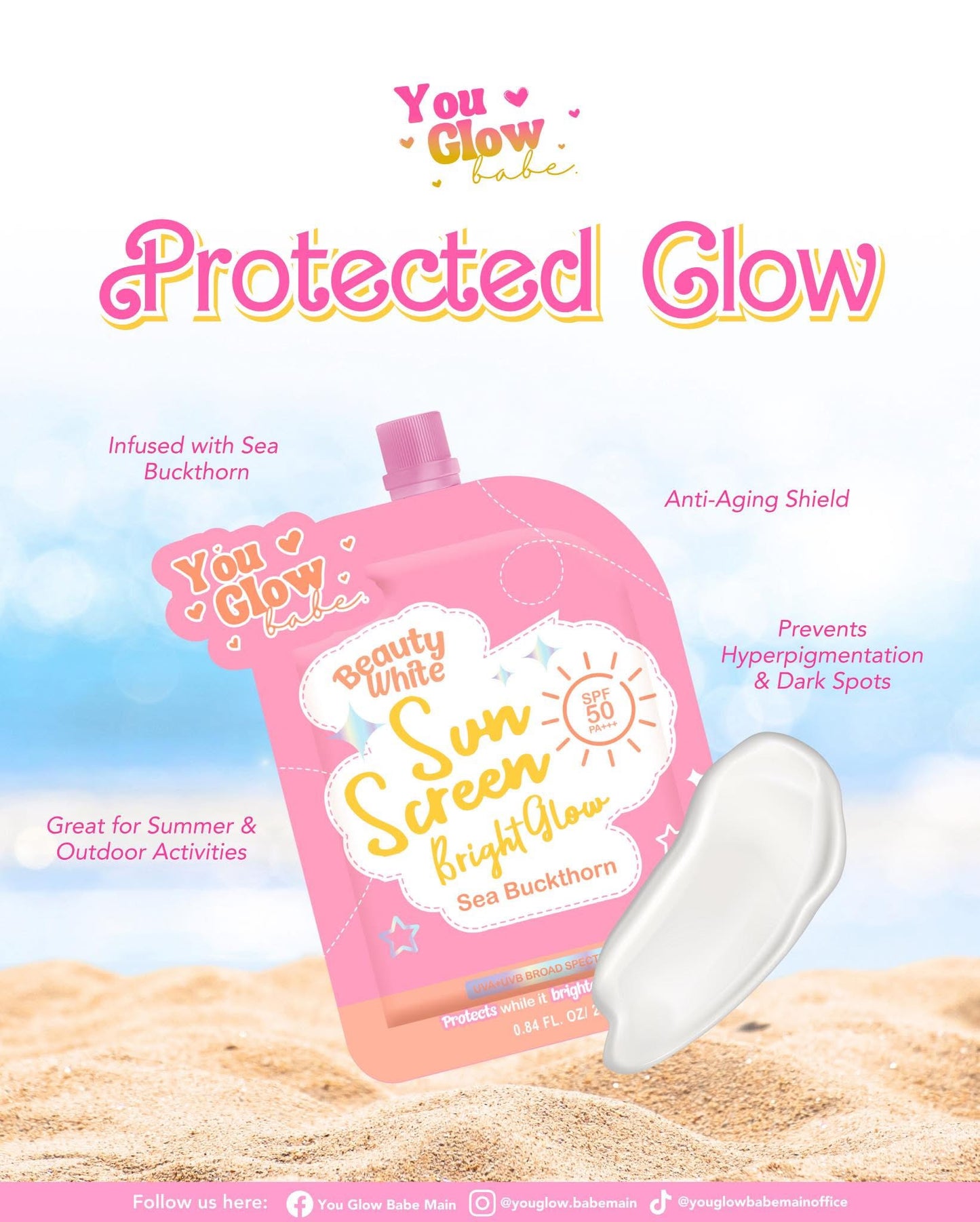 You Glow Babe Beauty White Sunscreen Bright Glow SPF 50 PA+++ - (Choose a Variant)