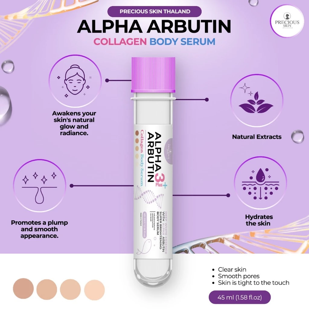 Alpha Arbutin 3+ Plus Collagen Whitening Facial Serum by Precious Skin Thailand 45ml
