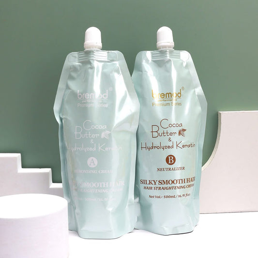 Bremod Premium Keratin Hair Rebonding Cocoa Butter + Hydrolyzed Keratin (2 × 500ml)