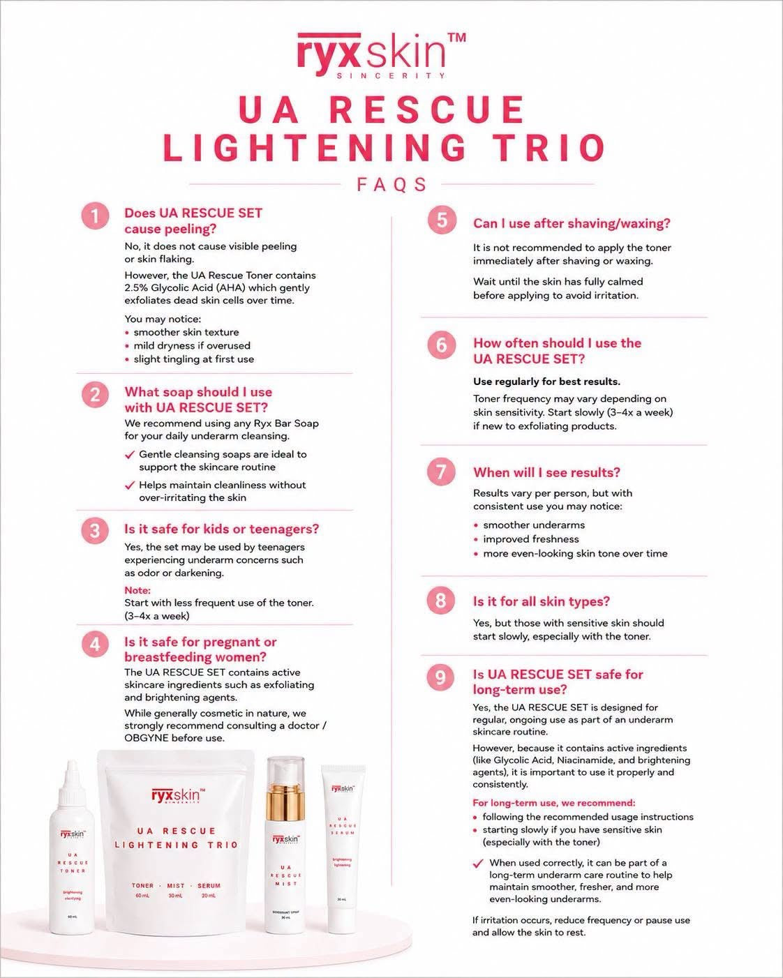 RYX Skin Underarm Rescue Lightening Trio