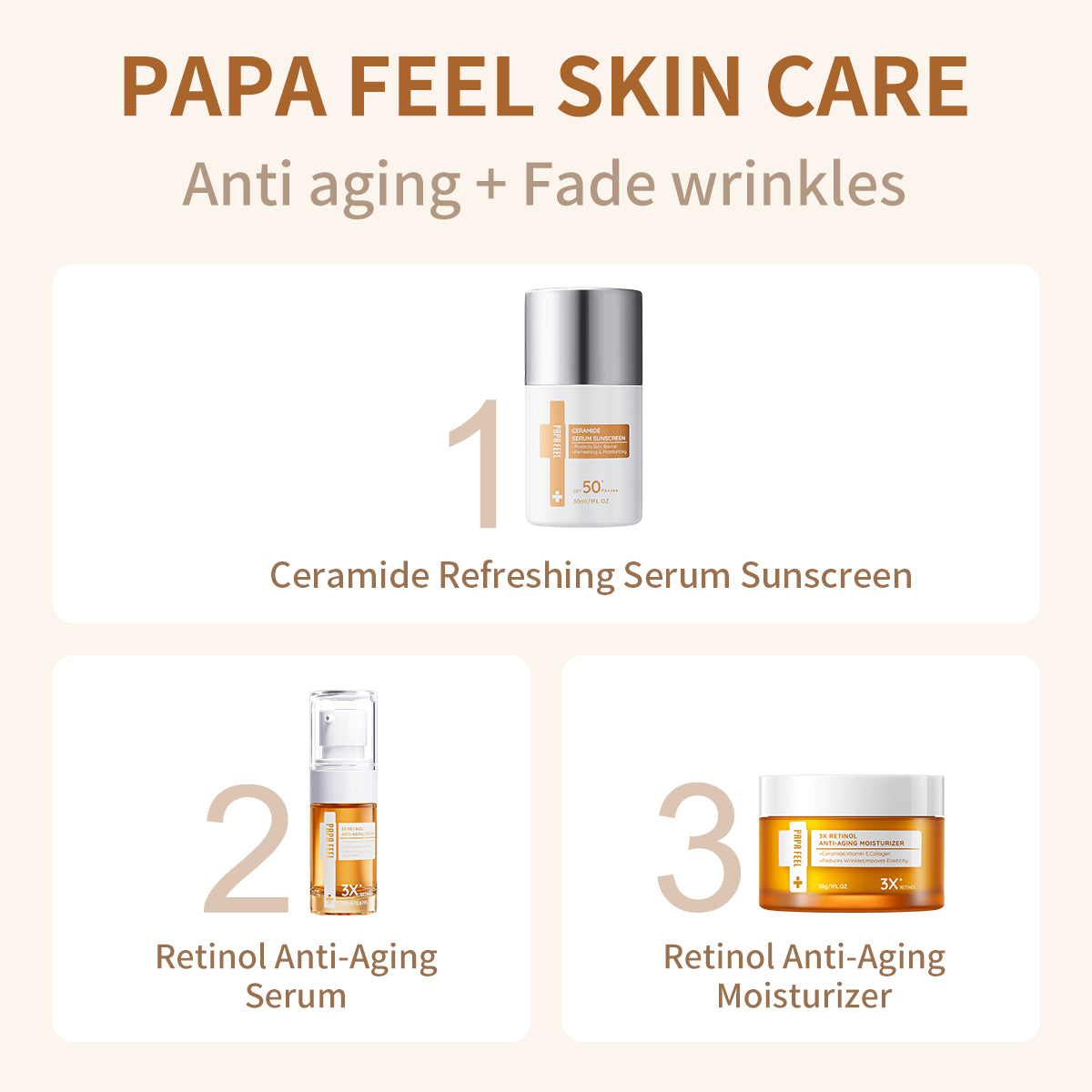 PAPA FEEL 3X Retinol Anti-Aging Serum Reduce Wrinkles Skin Smooth 20ml