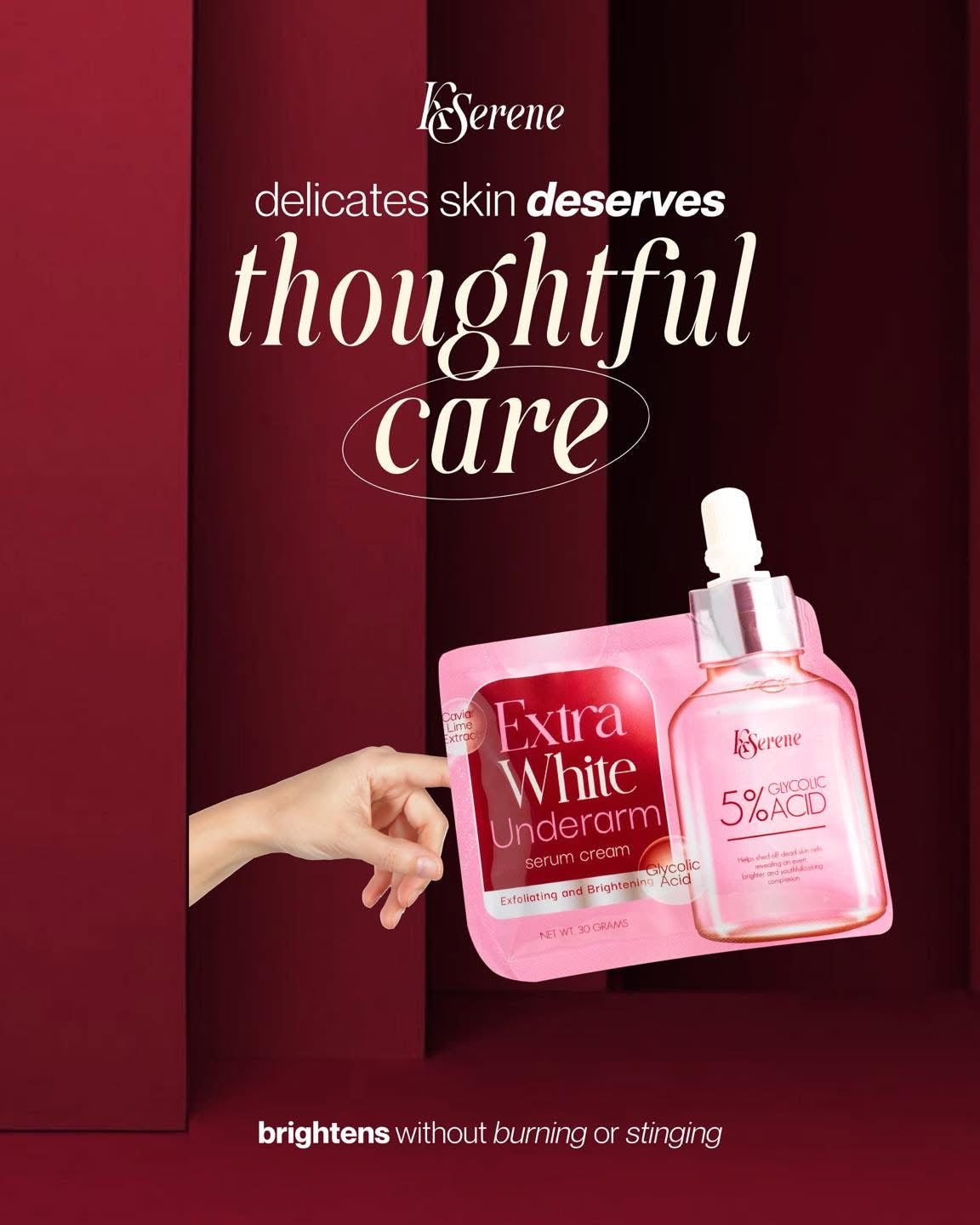 KSerene Extra White Underarm Serum Cream with 5% Glycolic Acid 30g