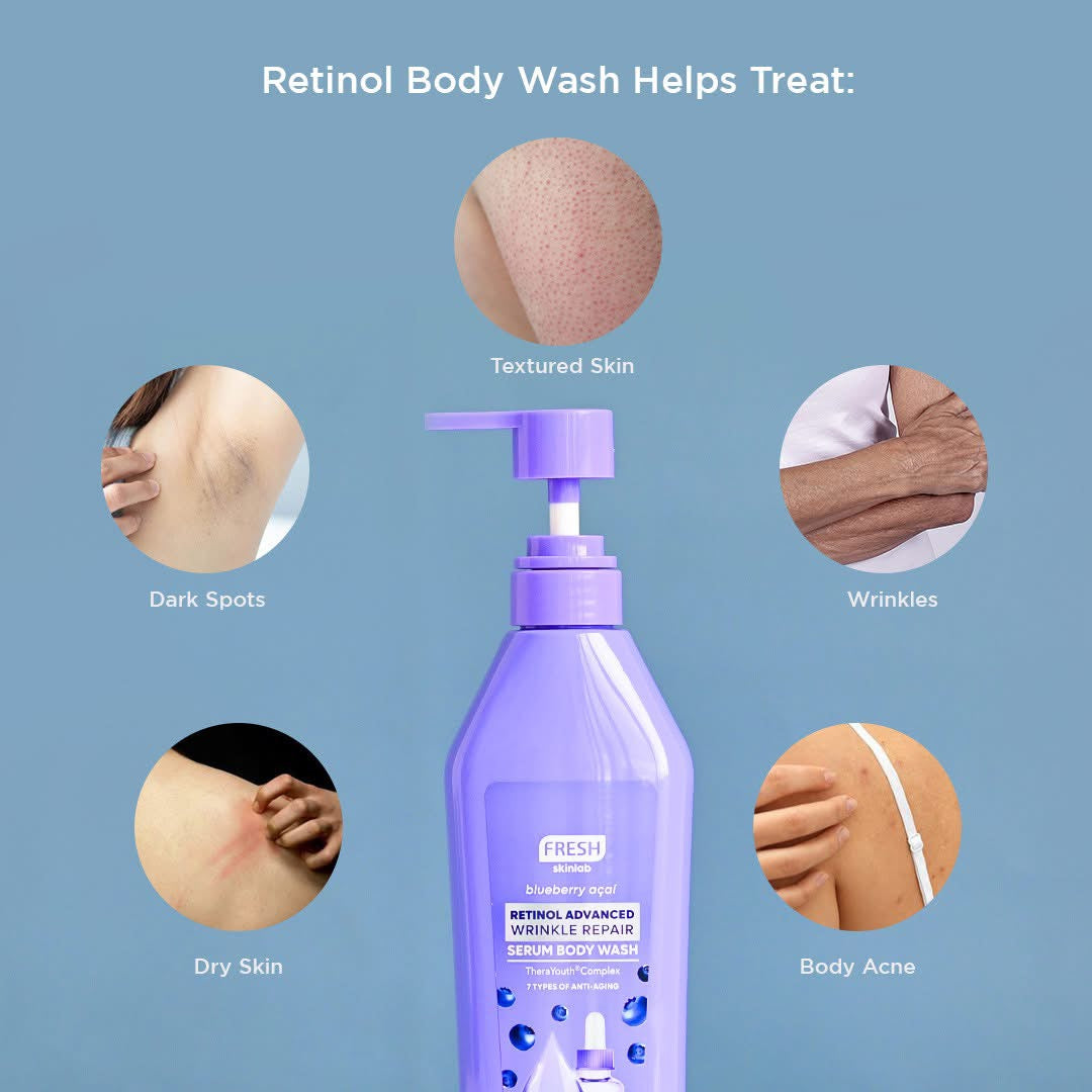 Fresh Skinlab Blueberry Acai Retinol Advanced Wrinkle Repair Serum Bodywash 500ml