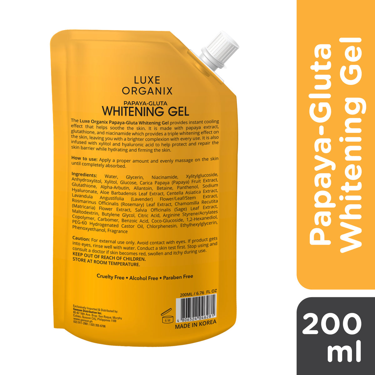 Luxe Organix Papaya-Gluta Whitening Gel 200ml
