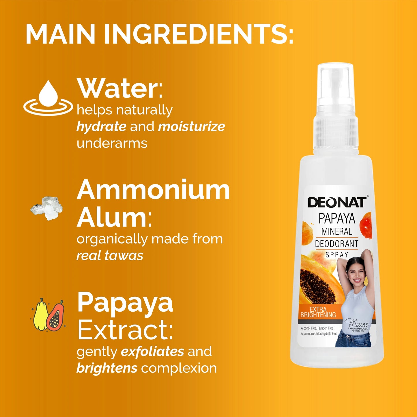 Deonat Papaya Mineral Deodorant Spray 100ml