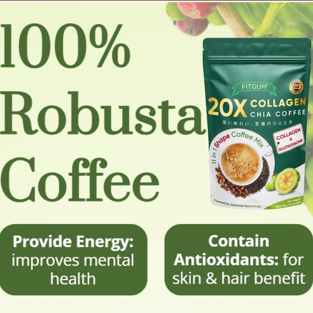 Fitgum 20X Collagen Chia Coffee 10s