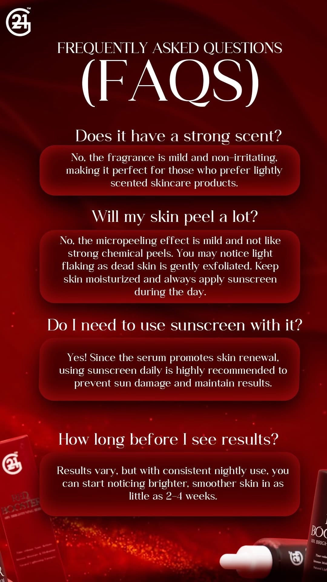 G21 Red Booster Brightening Serum - Nano Whitening Serum Intense Moisture & Hydration 60ml