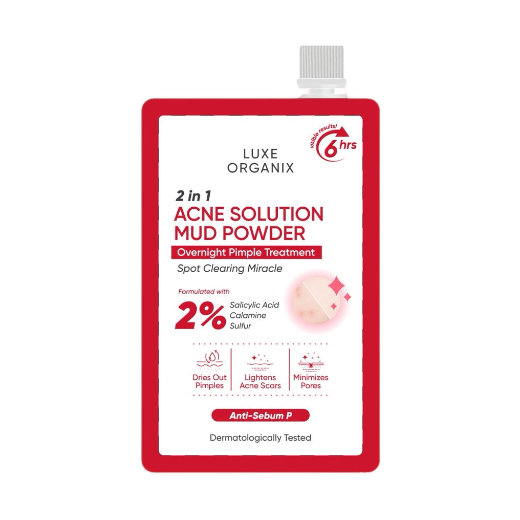 Luxe Organix 2 in 1 Acne Solution Mud Powder Overnight Pimple Treatment 9g