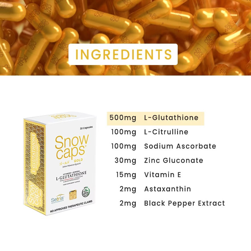 Snow Caps Gold L-Glutathione 749mg 30s