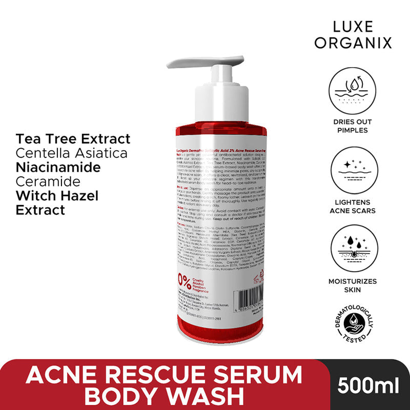 Luxe Organix Dermapro Salicylic Acid 2% Acne Rescue Serum Antibacterial Body Wash 500ml