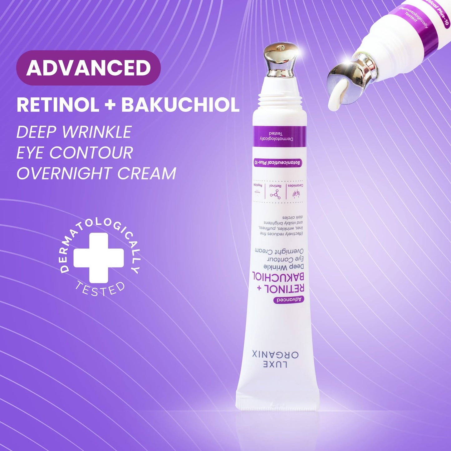 Luxe Organix Advanced Retinol + Bakuchiol Deep Wrinkle Eye Contour Overnight Cream 12g