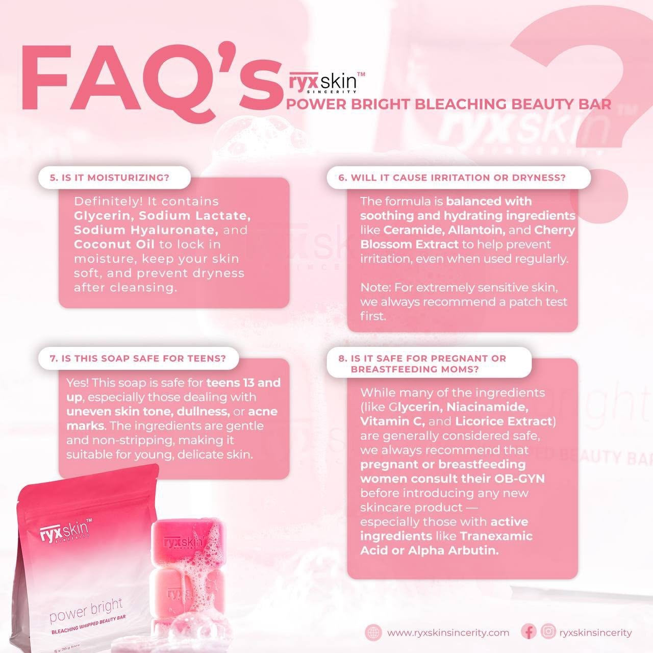 RYX Skin Sincerity Power Bright Bleaching Beauty Bar 70g x 5