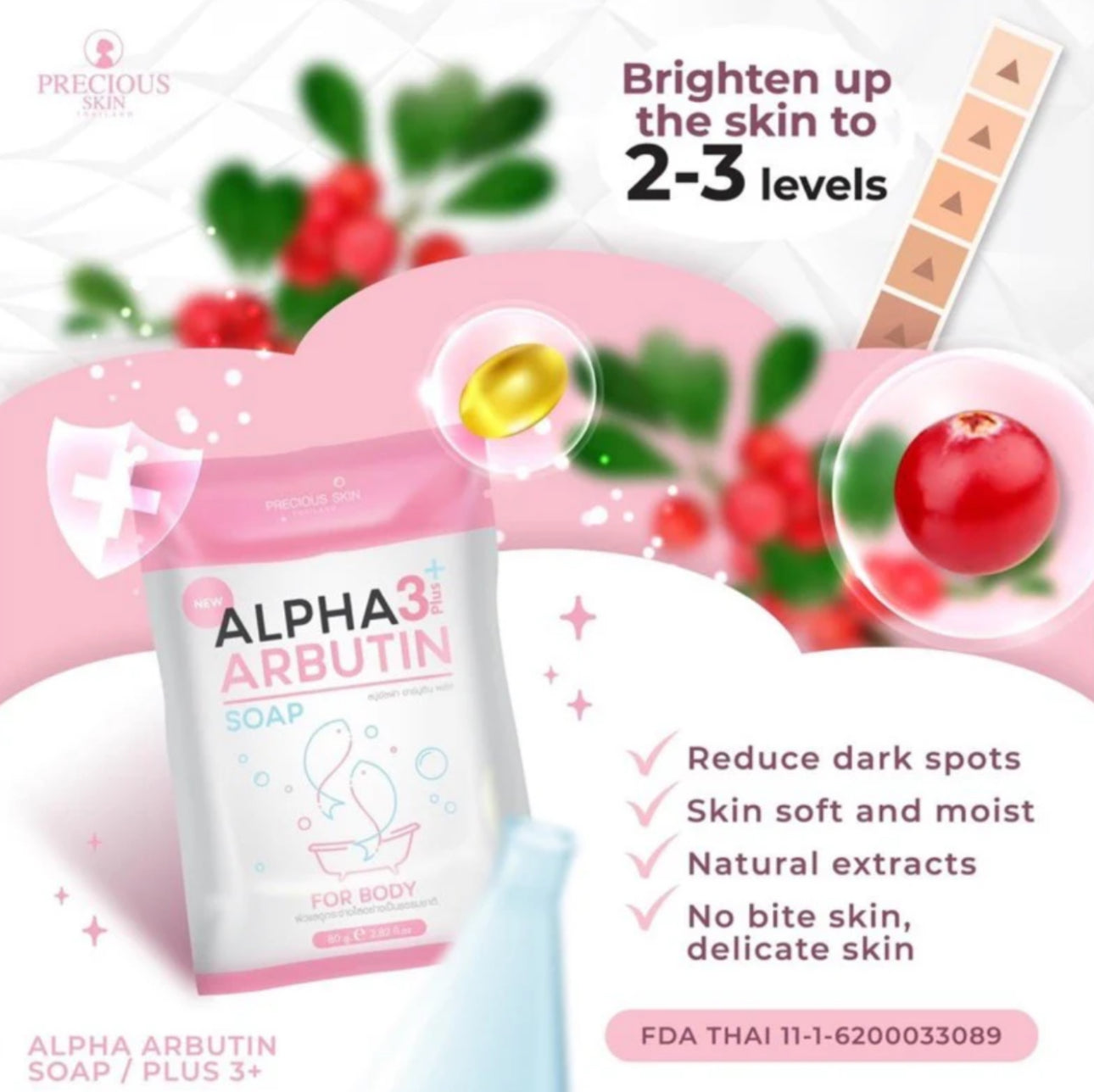 Alpha Arbutin 3+ Plus Soap by Precious
Skin Thailand 80g