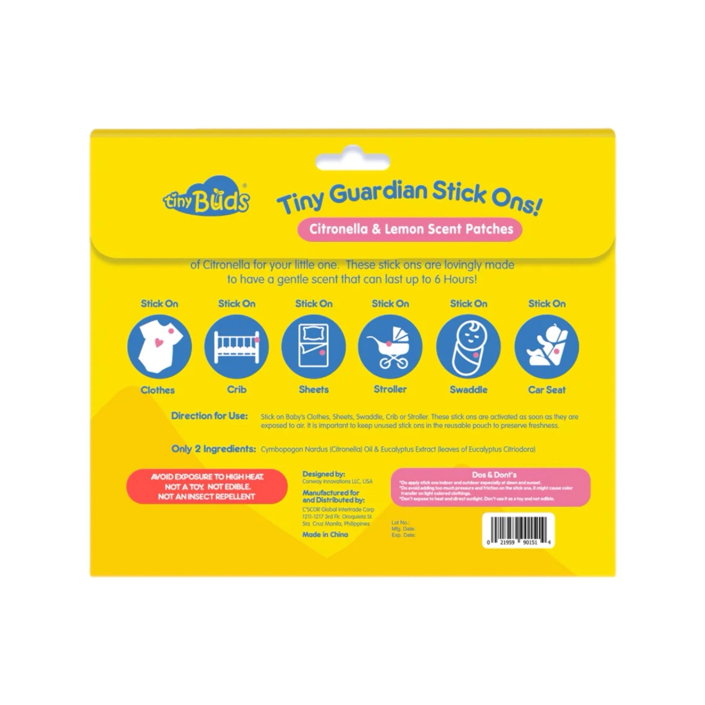 Tiny Buds Tiny Guardian Stick Ons Gentle Citronella and Lemon Scent (24s)