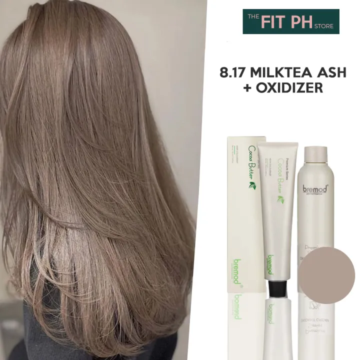 Bremod 8.17 Milk Tea Ash Hair Color Dye Cream 100ml & Oxidizer 9%