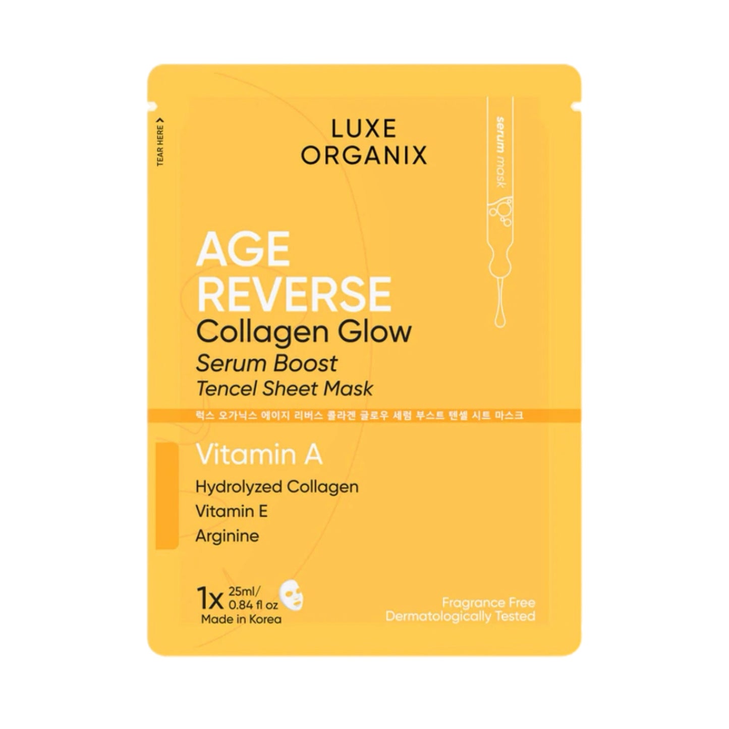 Luxe Organix Age Reverse Serum Boost Tencel Sheet Mask 25ml