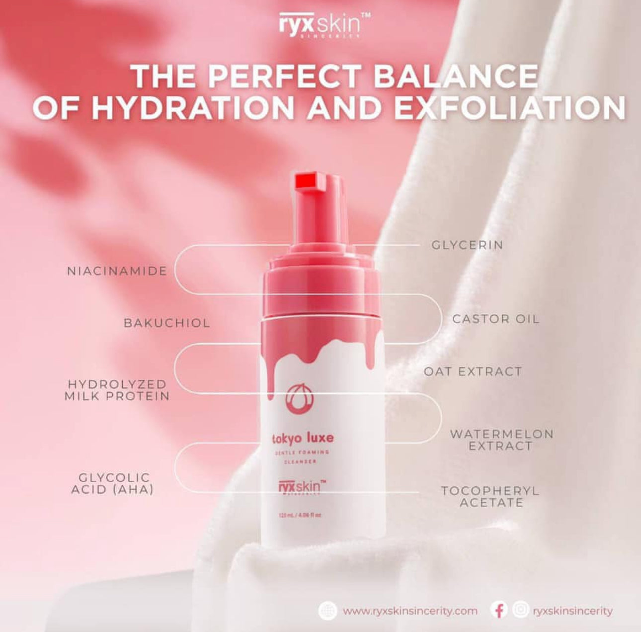 RYX Skin Sincerity Tokyo Luxe Gentle Foam Cleanser 120ml