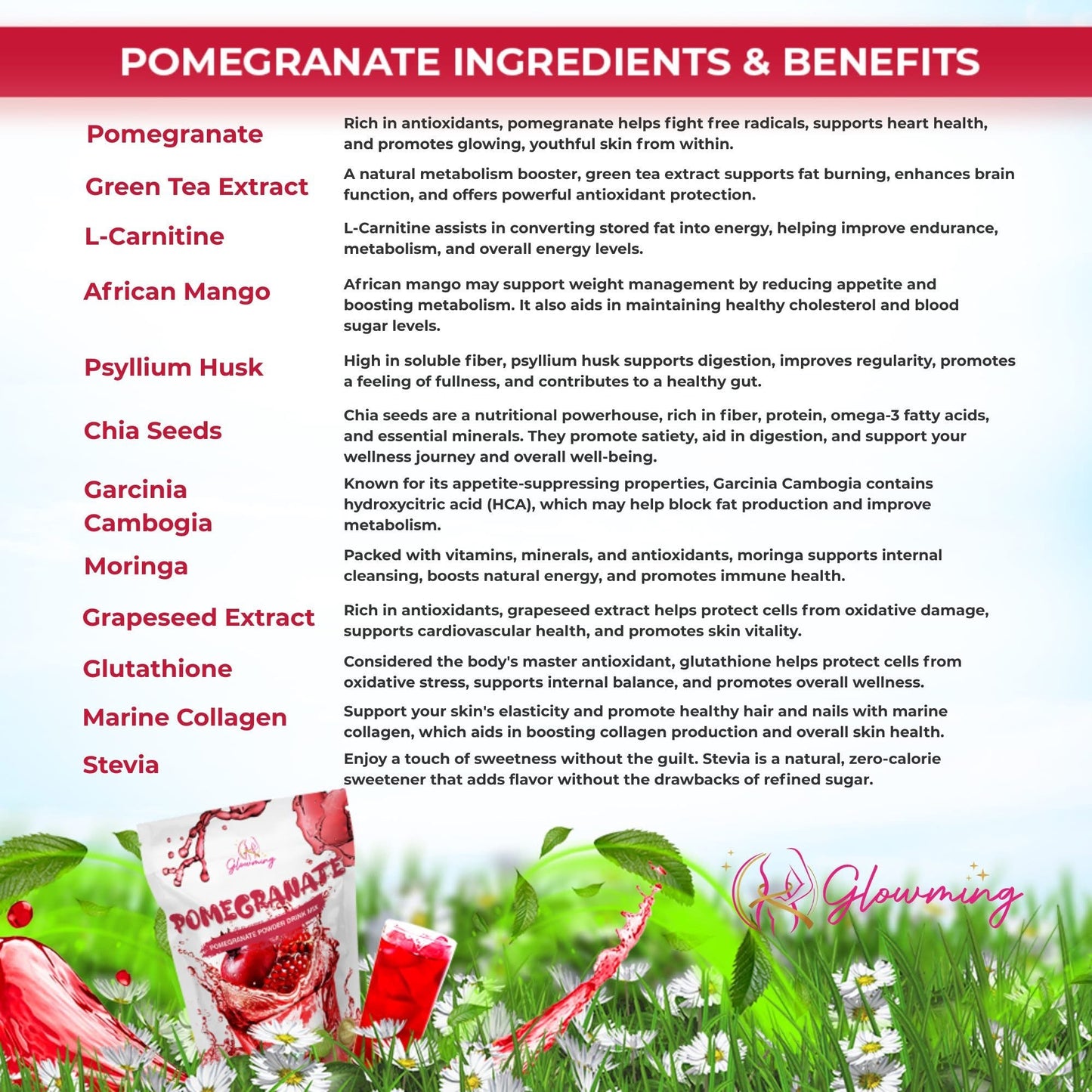 Glowming Pomegranate Detox Drink 10s