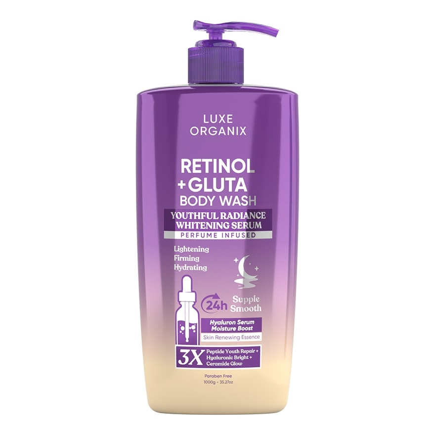 Luxe Organix Retinol + Gluta Youthful Radiance Whitening Serum Perfume Infused Body Wash 1000g