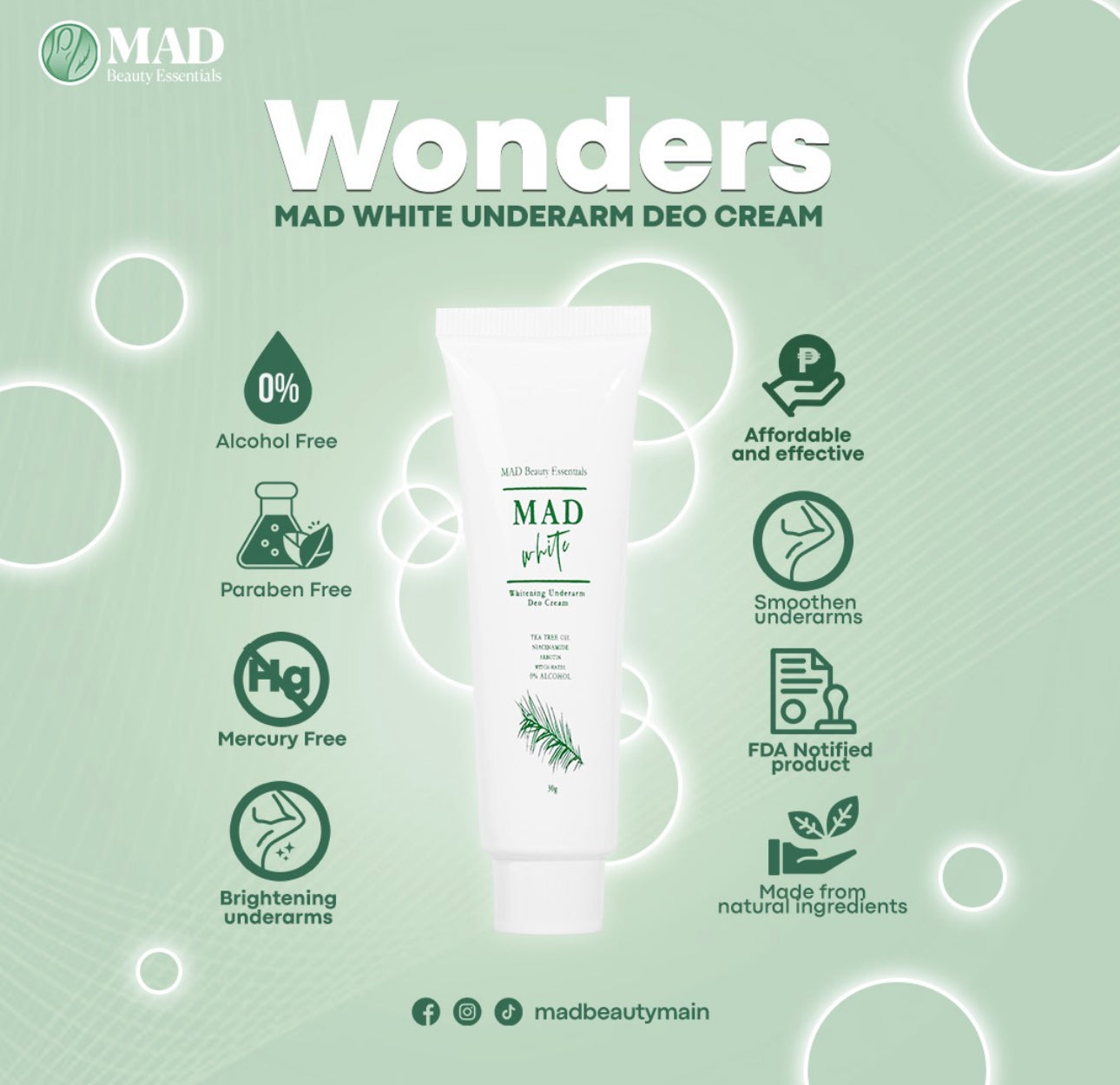 MAD White Whitening Underarm Deo Cream 30g