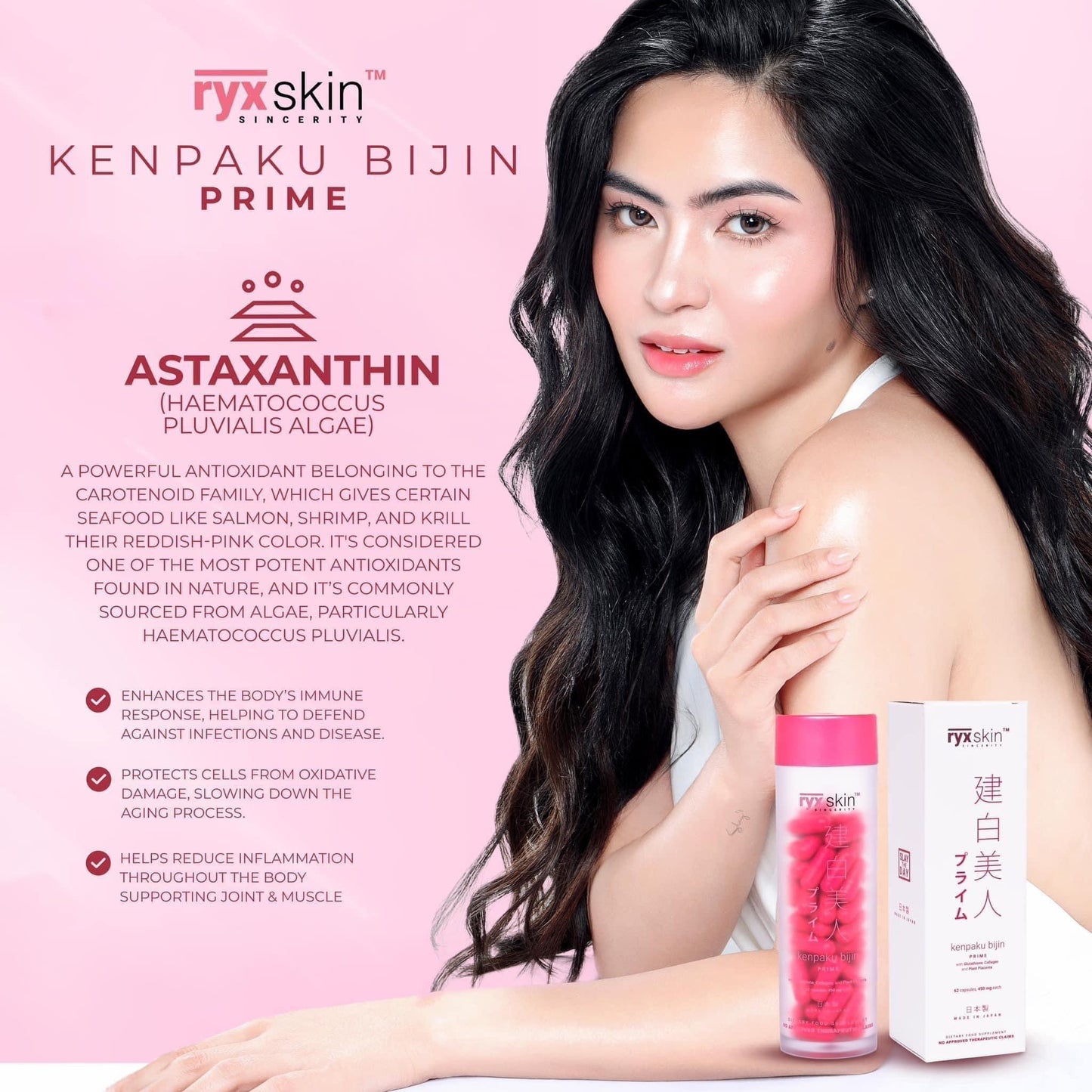 RyxSkin Kenpaku Bijin Prime (Glutathione,Collagen & Vitamin C) 62 Capsules