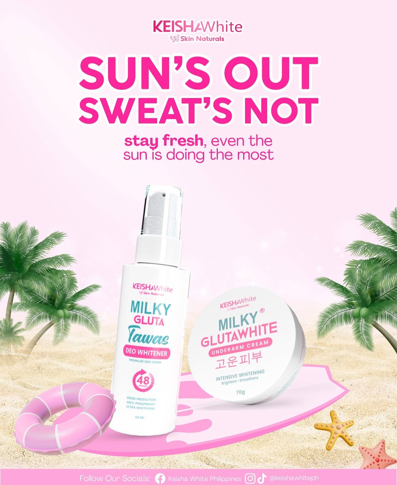 Keisha White Milky Gluta Tawas Deo Whitener 60ml