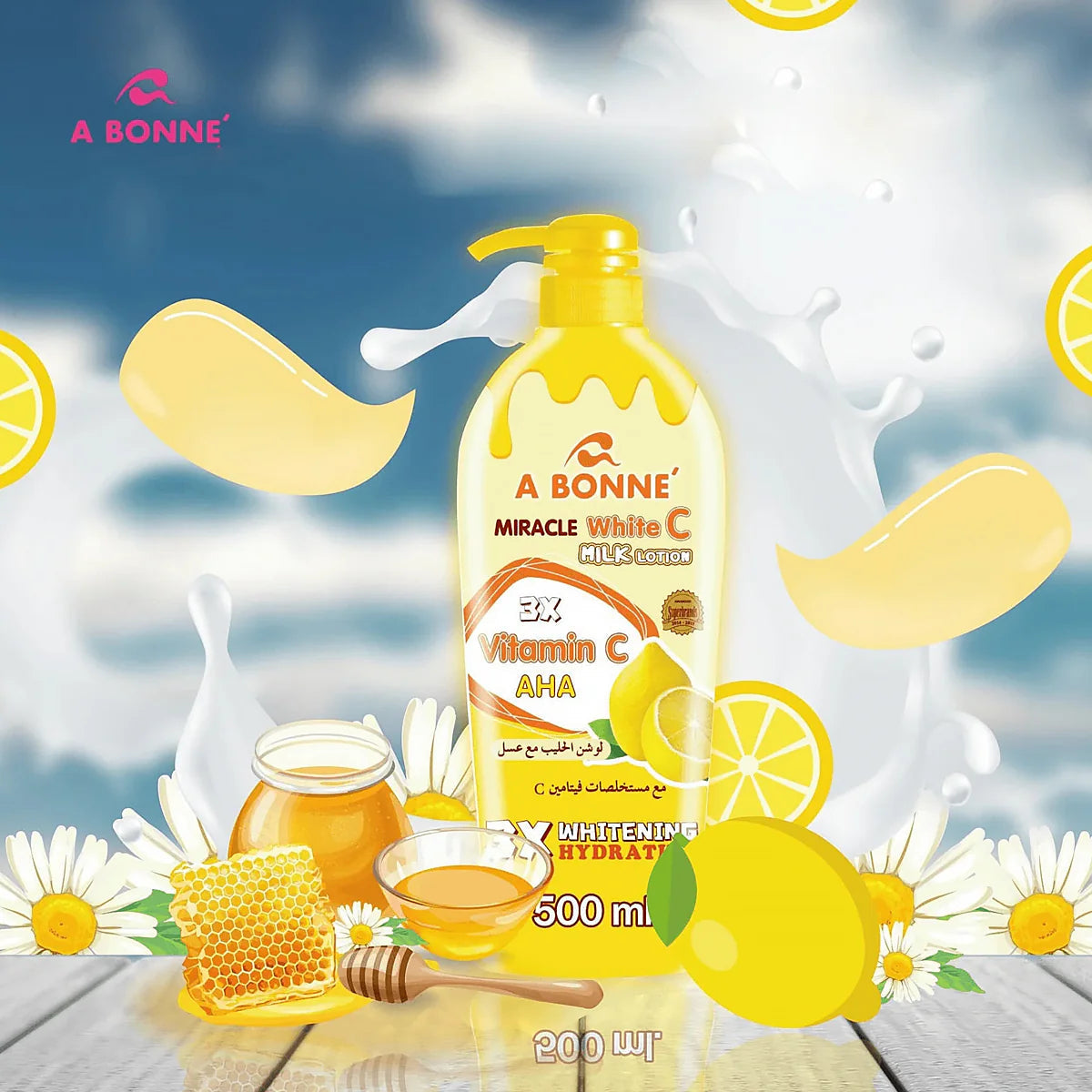 A Bonne’ Lotion Miracle White C Milk Natural Honey Lotion Moisturizing 500ml
