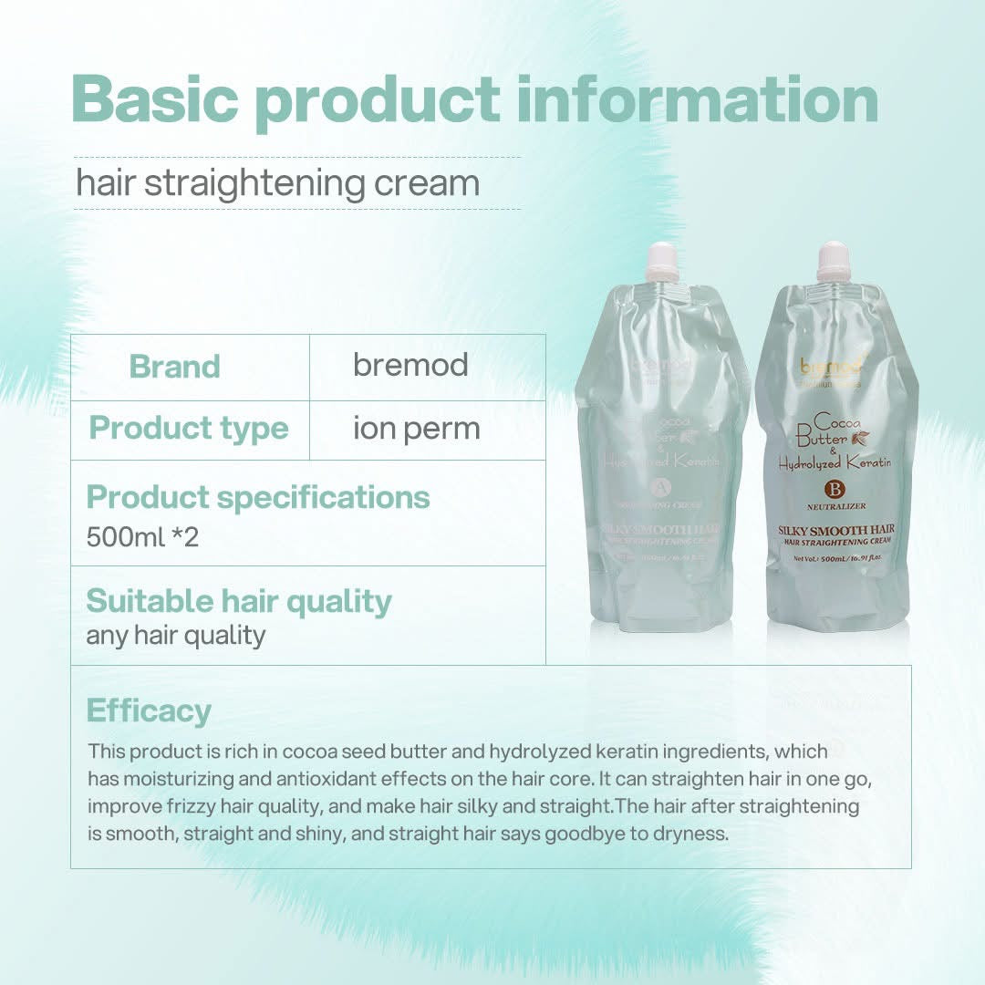 Bremod Premium Keratin Hair Rebonding Cocoa Butter + Hydrolyzed Keratin (2 × 500ml)