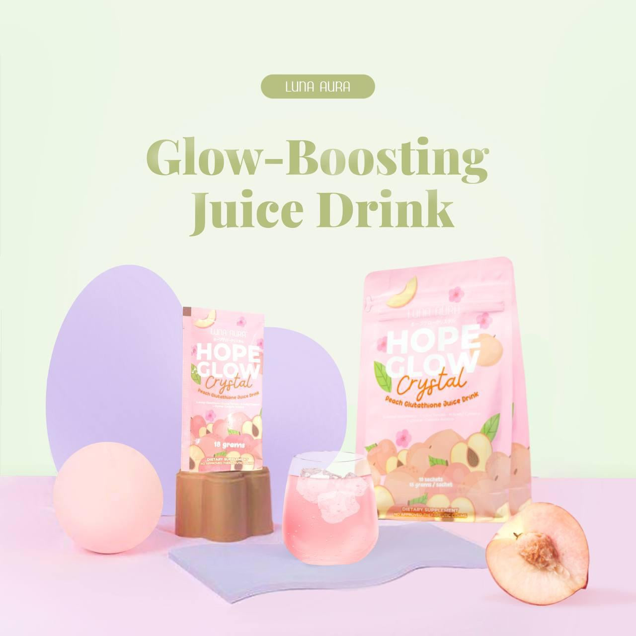 Luna Aura Hope Glow Crystal Peach Glutathione Drink 10s