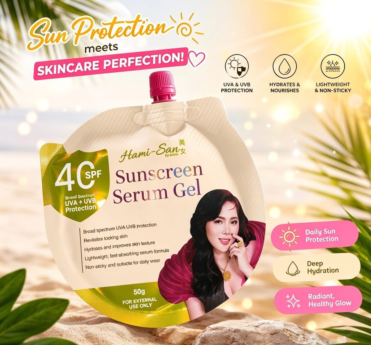 Hami-San Sunscreen Serum Gel SPF 40 50g
