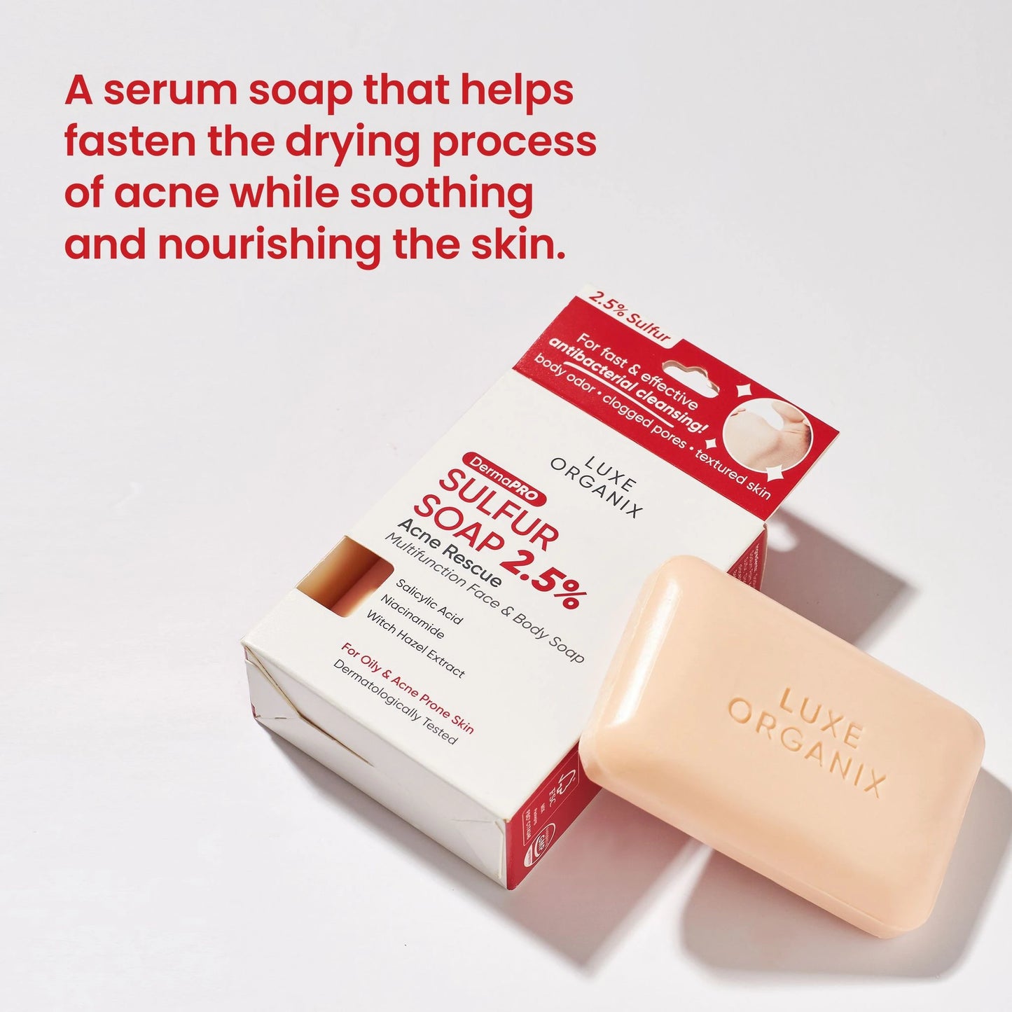 Luxe Organix Dermapro Sulfur Soap 2.5% Acne Rescue 80g