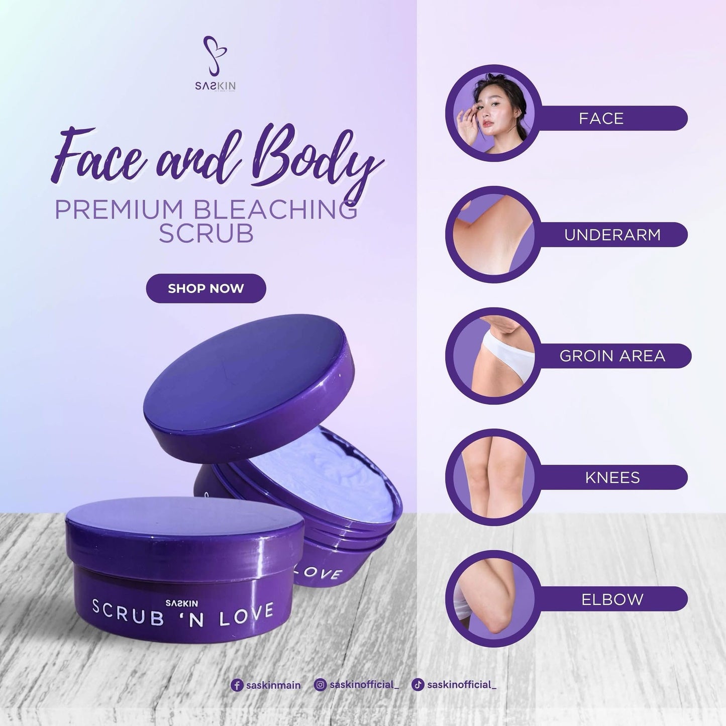 Saskin Scrub N Love Glass Skin Body Scrub 200ml