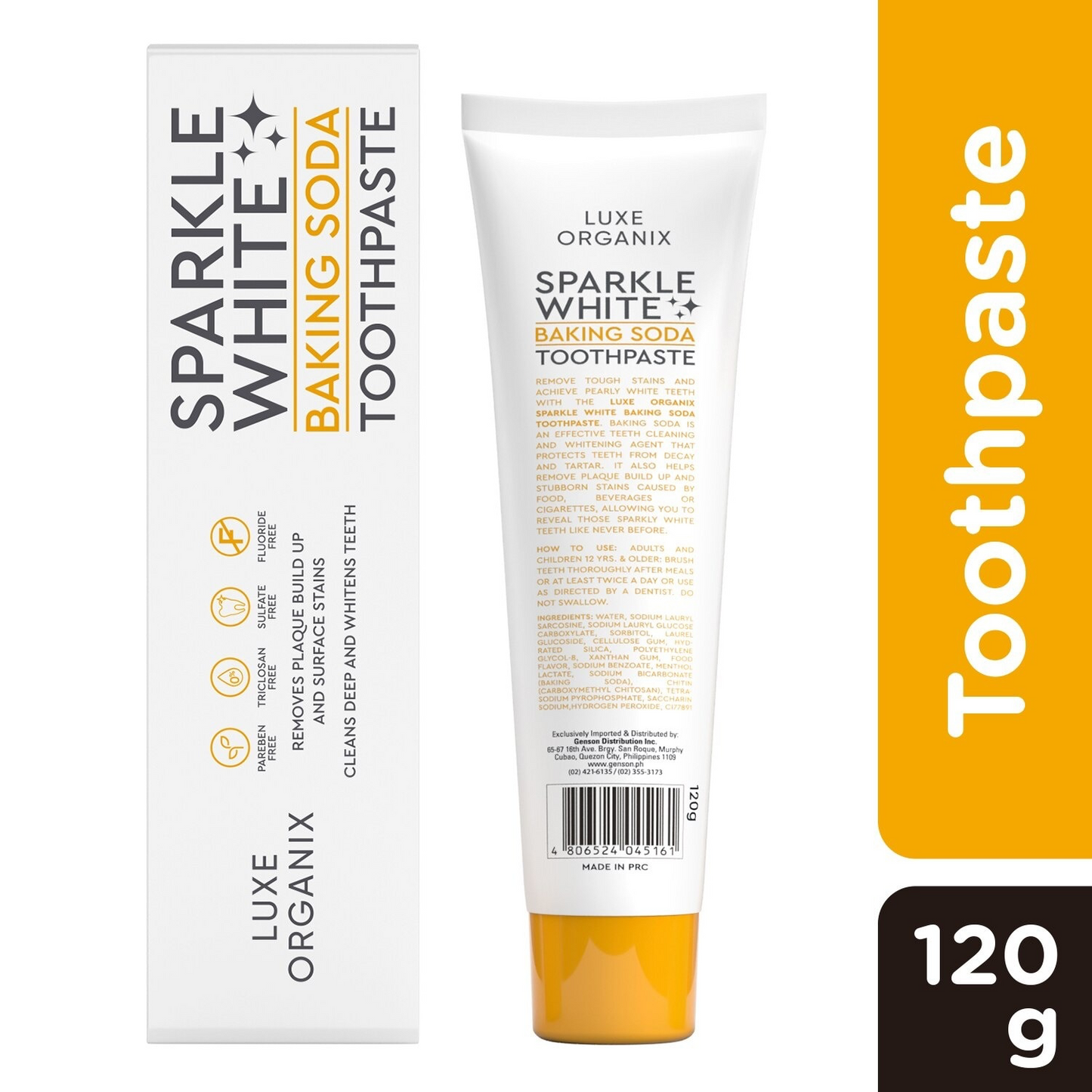 LUXE ORGANIX Sparkle White Baking Soda Toothpaste 120g