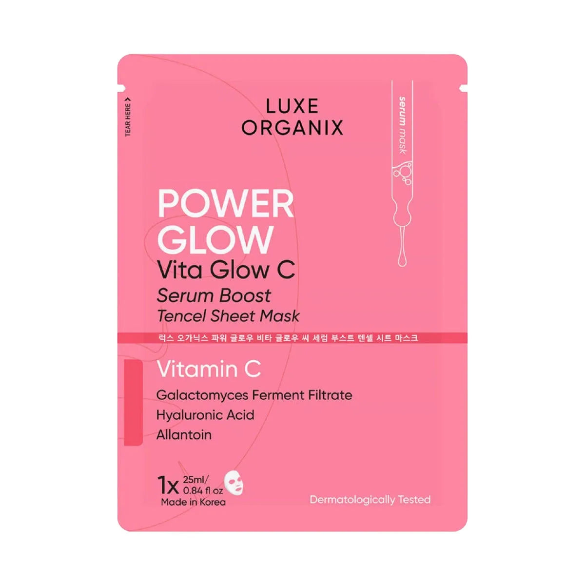 Luxe Organix Power Glow Serum Boost Tencel Sheet Mask 25ml