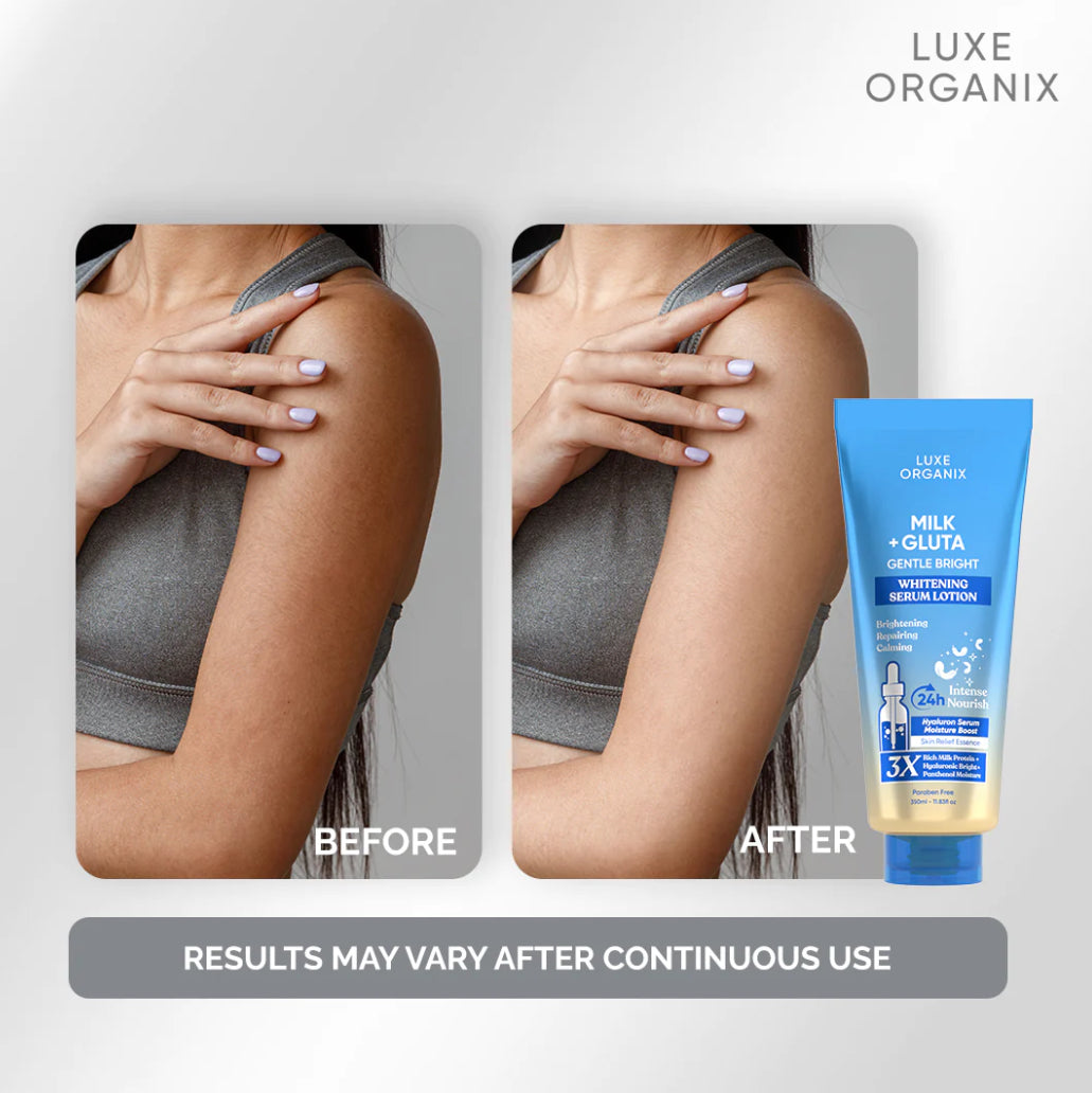 Luxe Organix Milk + Gluta Gentle Bright Whitening Serum Lotion (350ml)