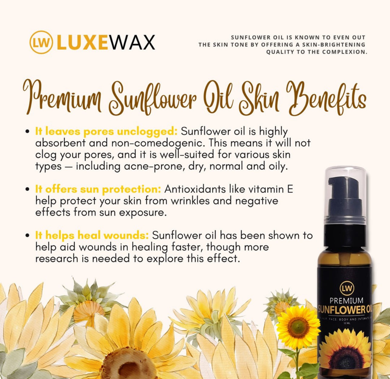 Luxewax Organic Sunflower Oil 50ml