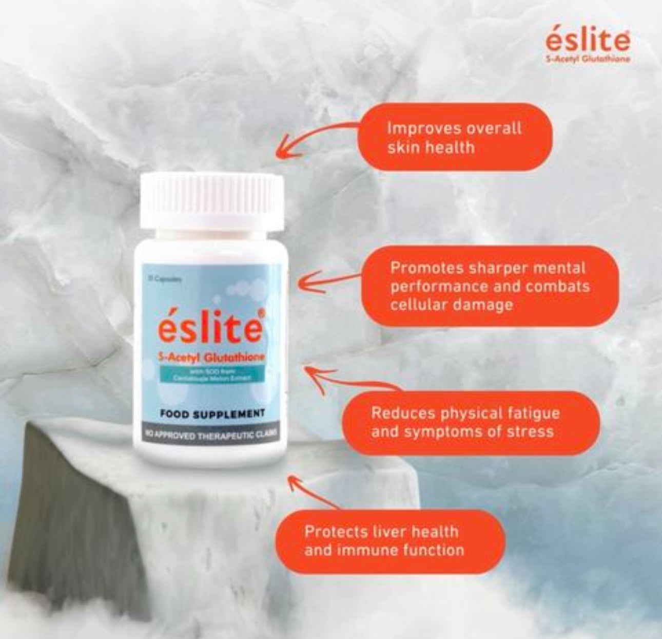 Eslite S-Acetyl Glutathione (Anti Aging and Skin Whitening Gluta Capsule) 30 capsules