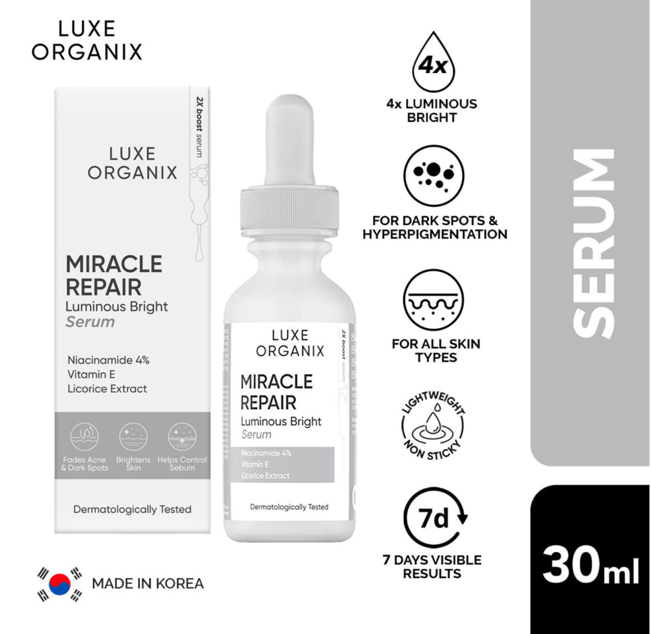 Luxe Organix Miracle Repair Luminous Bright Serum (Choose a Size)
