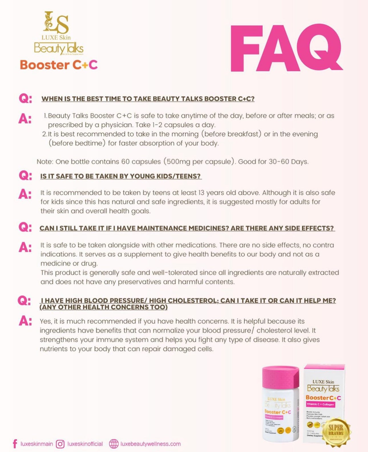Luxe Skin Beauty Talks Booster C+C (500mg)