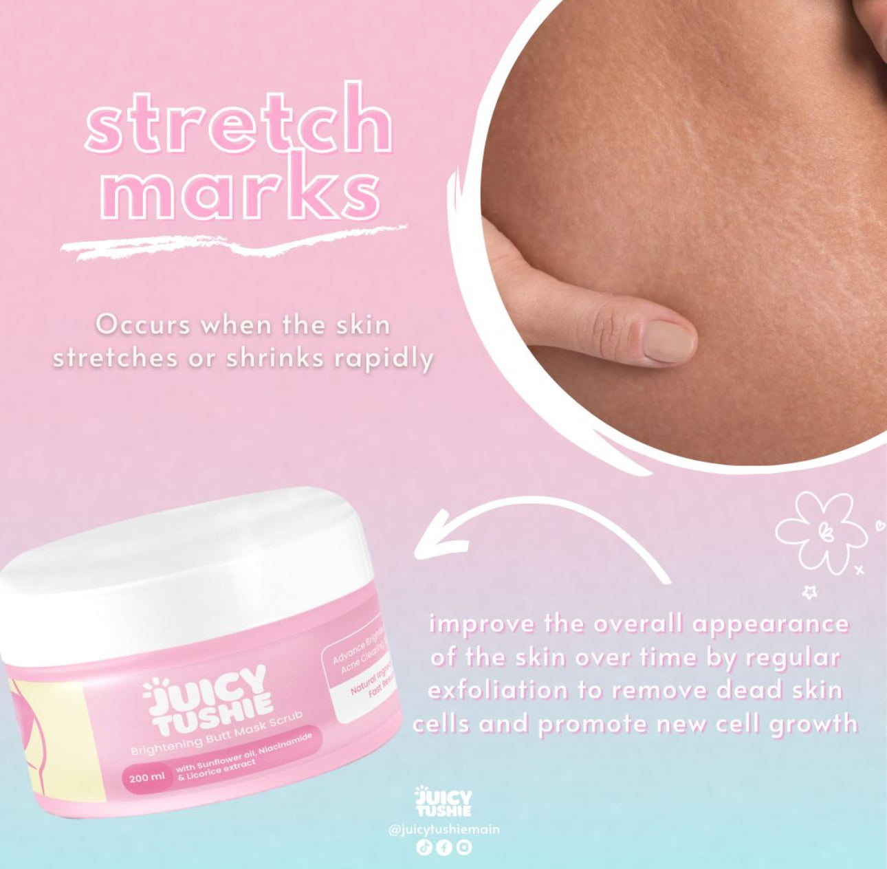 Juicy Tushie Brightening Butt Mask Scrub 300ml
