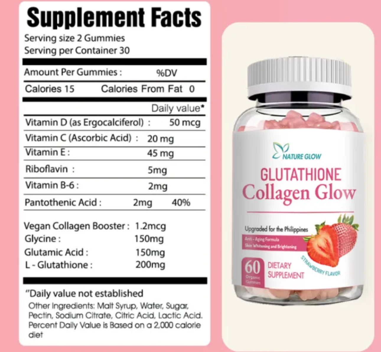 Nature Glow Gluta Collagen Glow 60gummies (Choose Flavour)