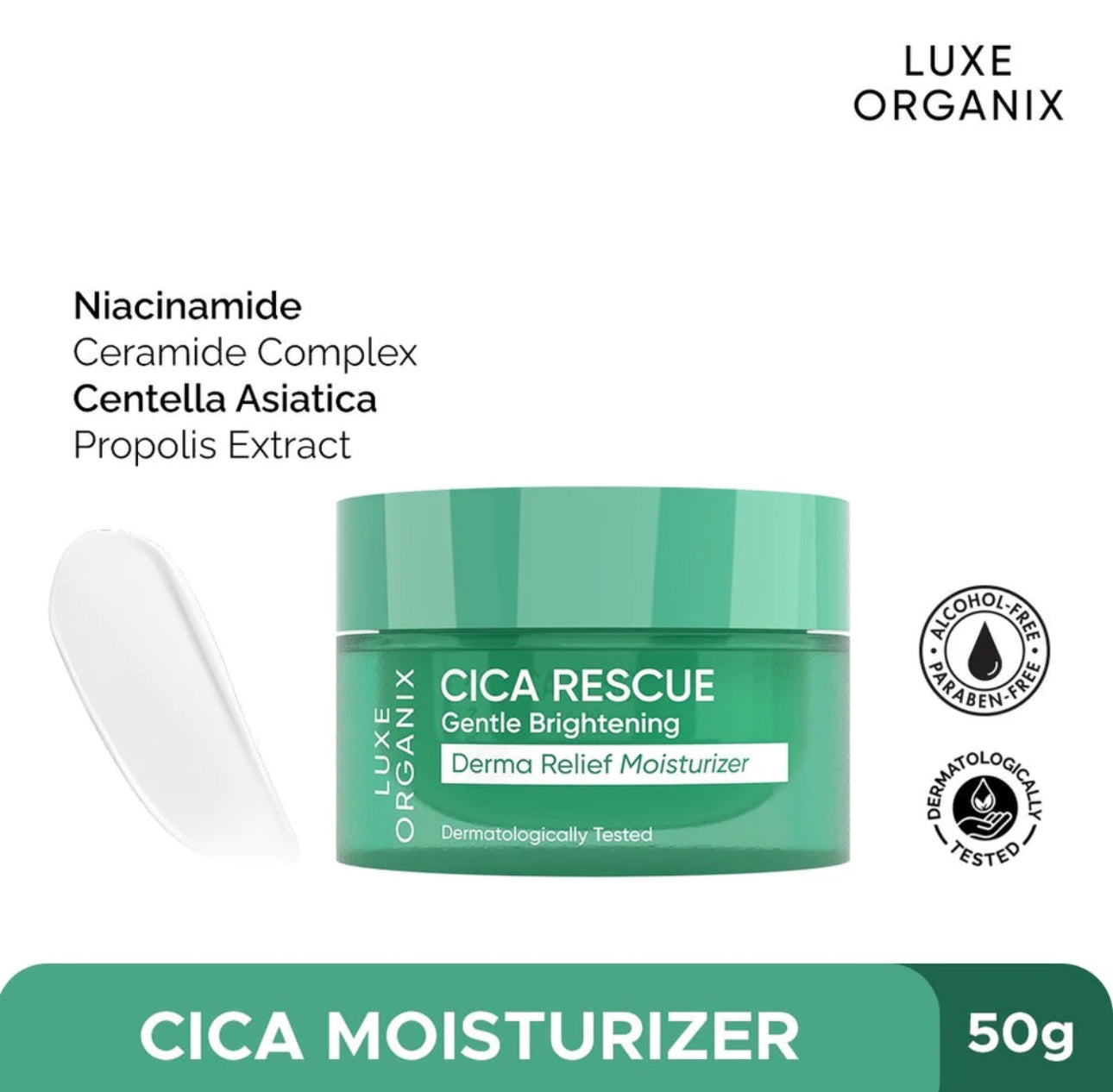 Luxe Organix Cica Rescue Gentle Brightening Derma Relief Moisturizer 50g